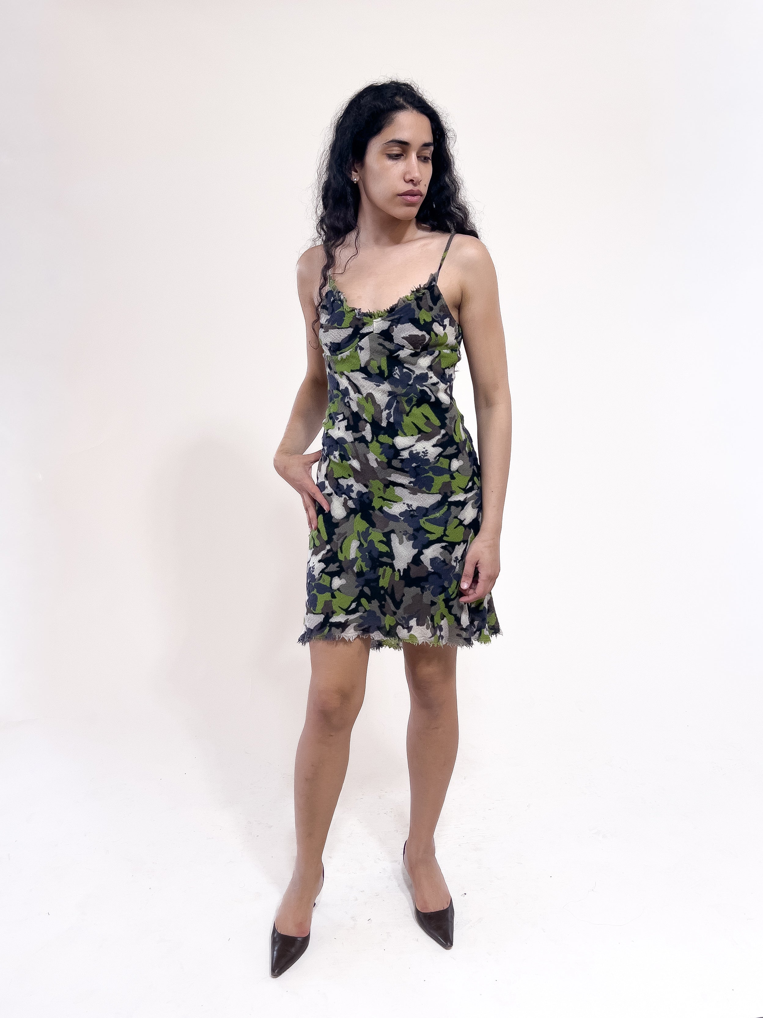 Sisley Green Abstract Camo Dress