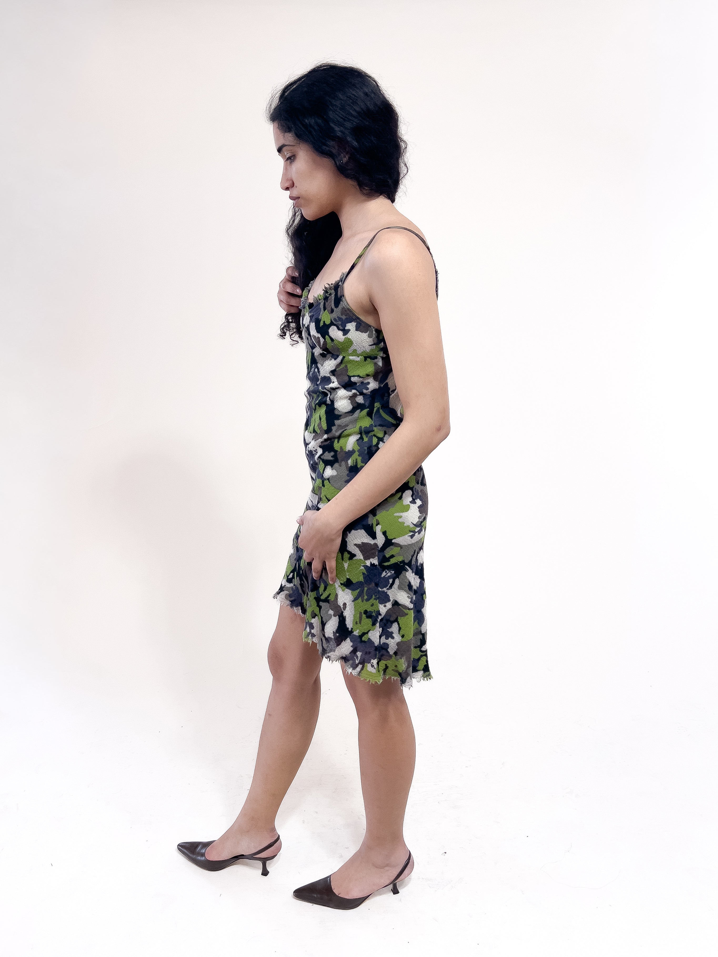 Sisley Green Abstract Camo Dress
