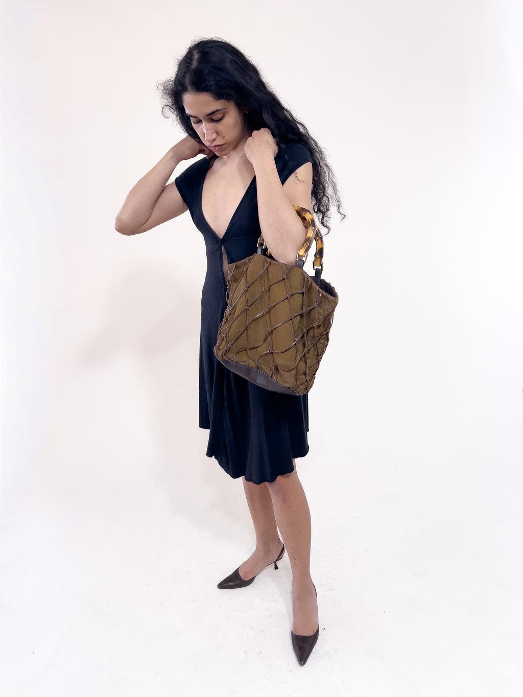 Brizzolari Leather Mesh Handbag