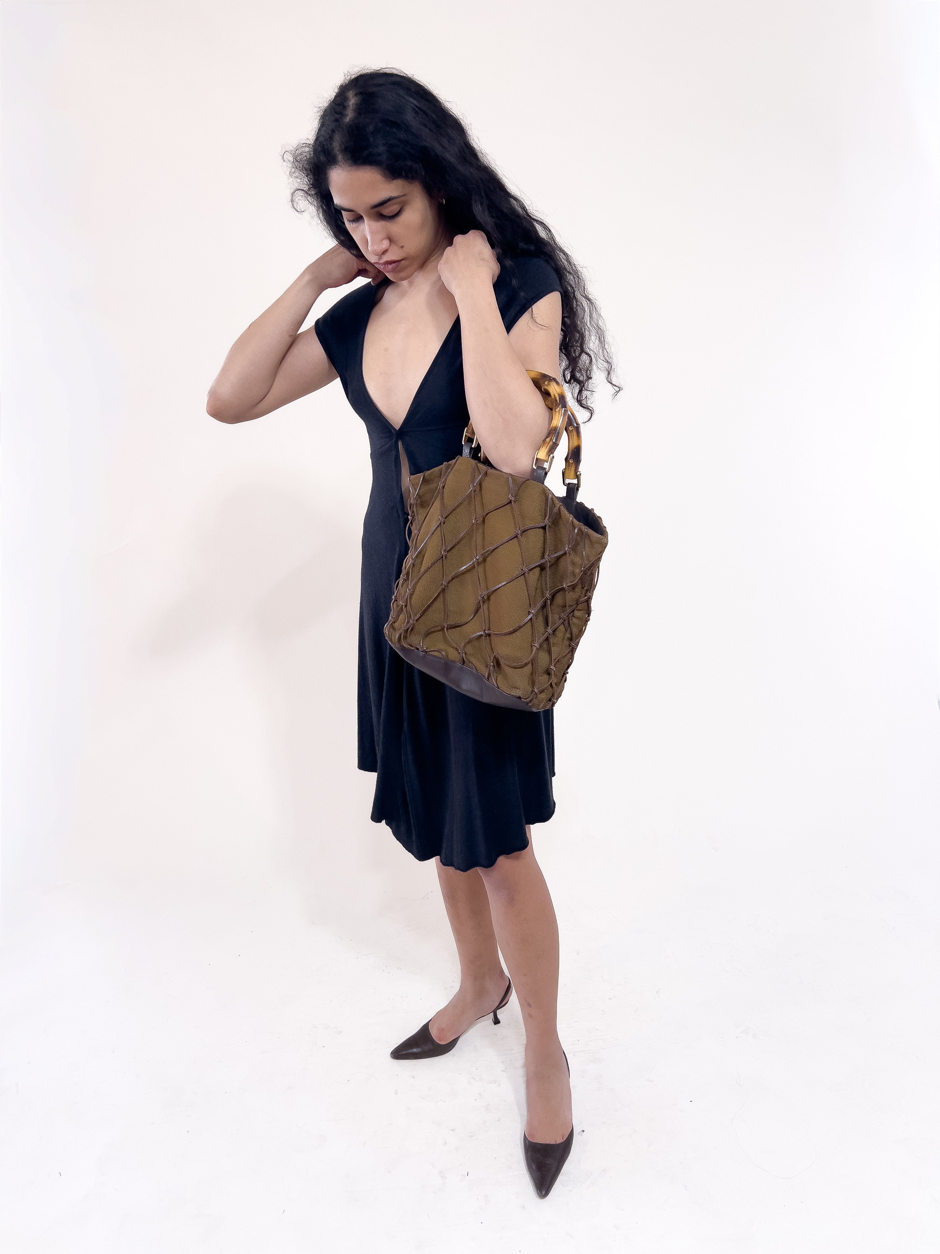 Brizzolari Leather Mesh Handbag