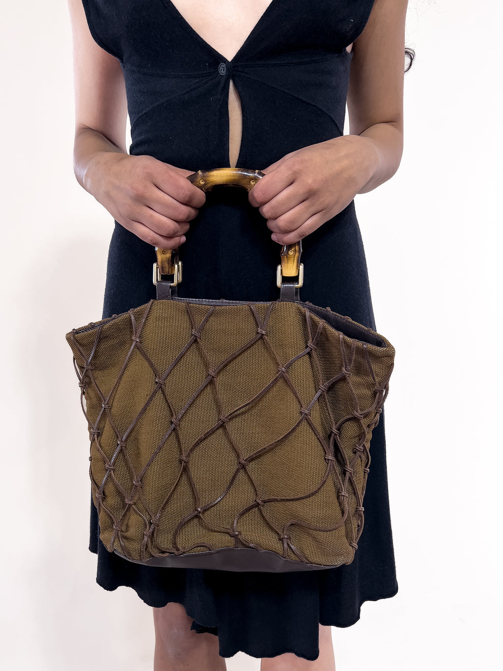 Brizzolari Leather Mesh Handbag