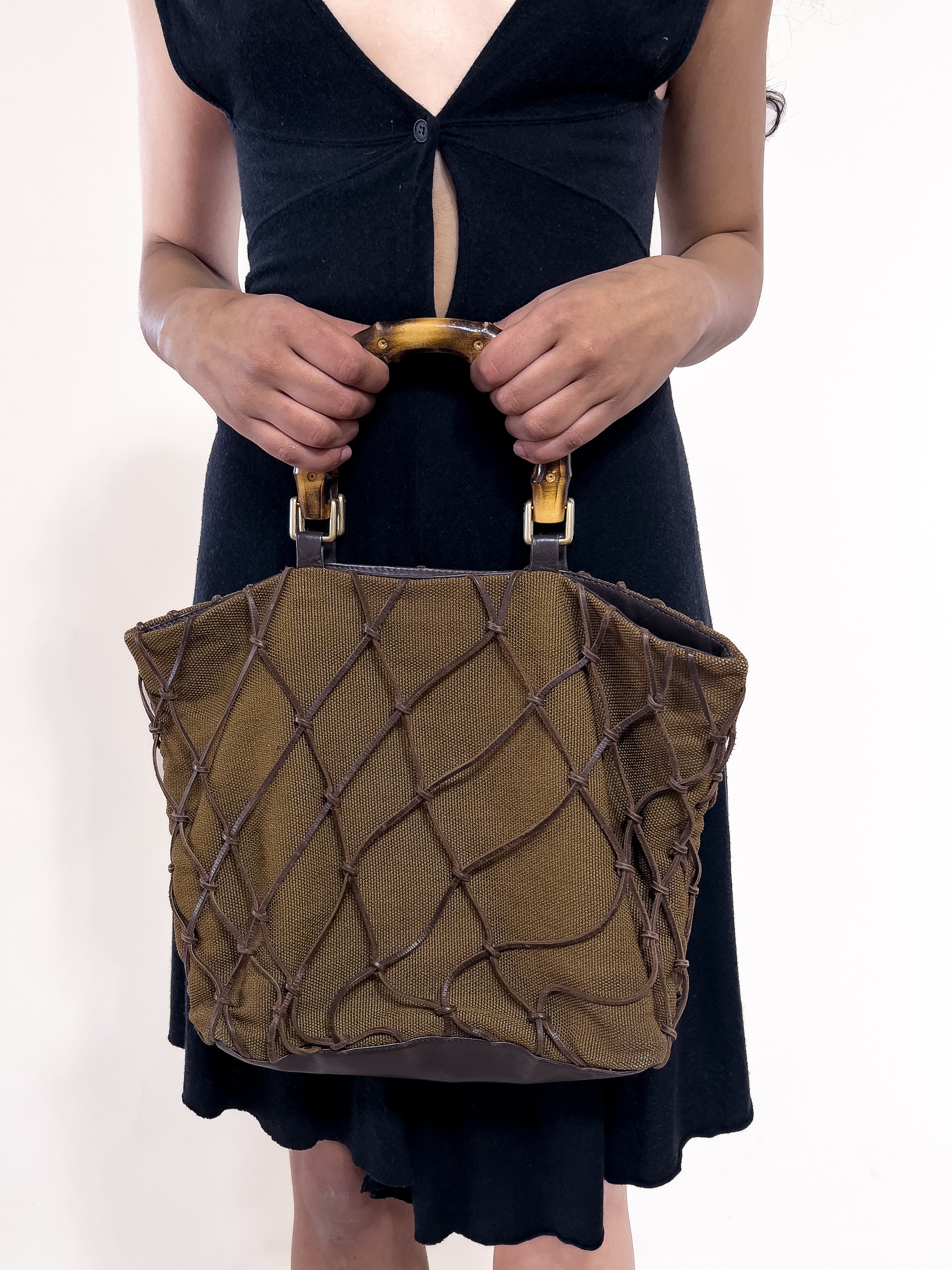 Brizzolari Leather Mesh Handbag