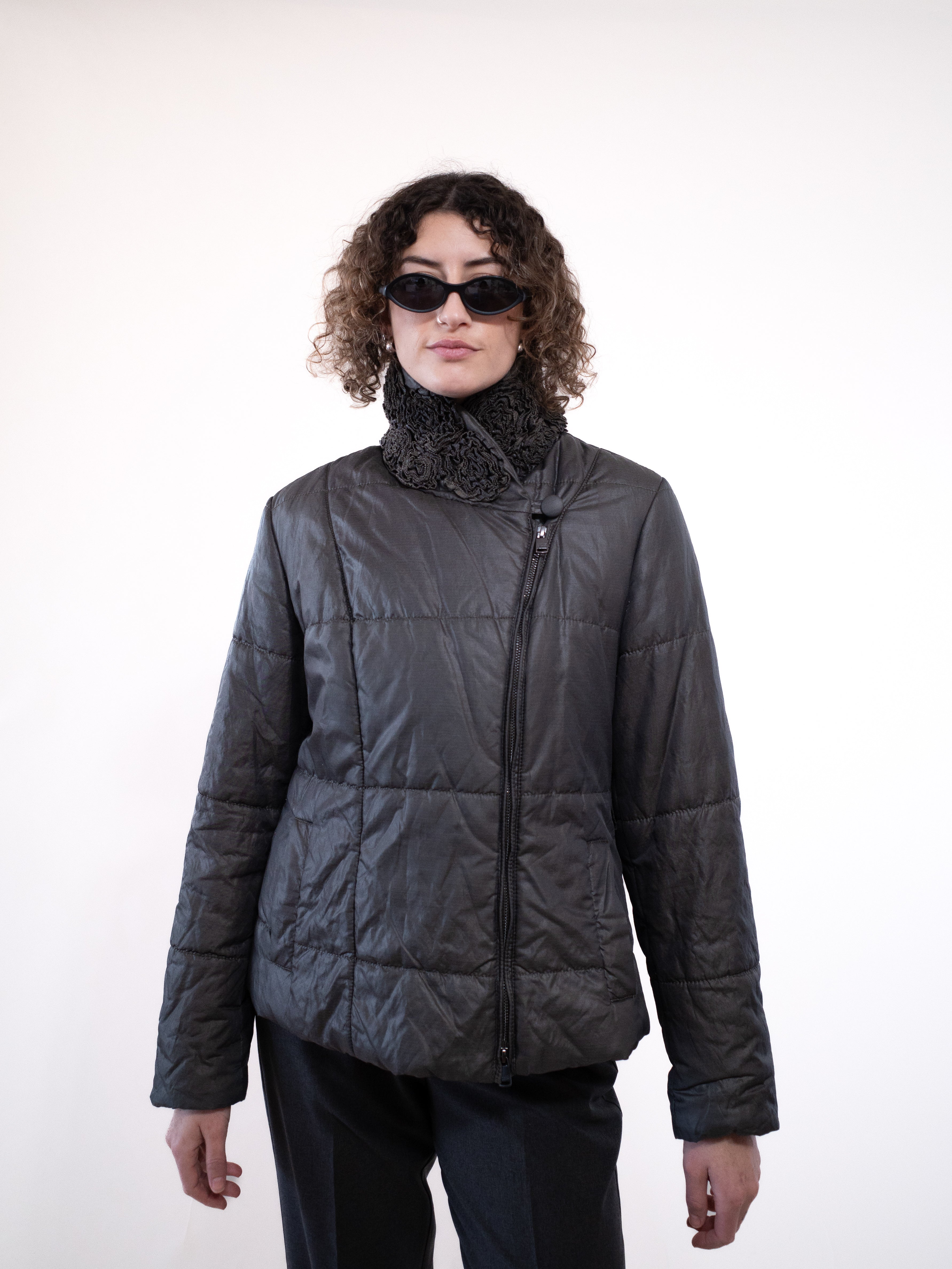 Armani Collezioni Padded Jacket with Floral Wrap Collar