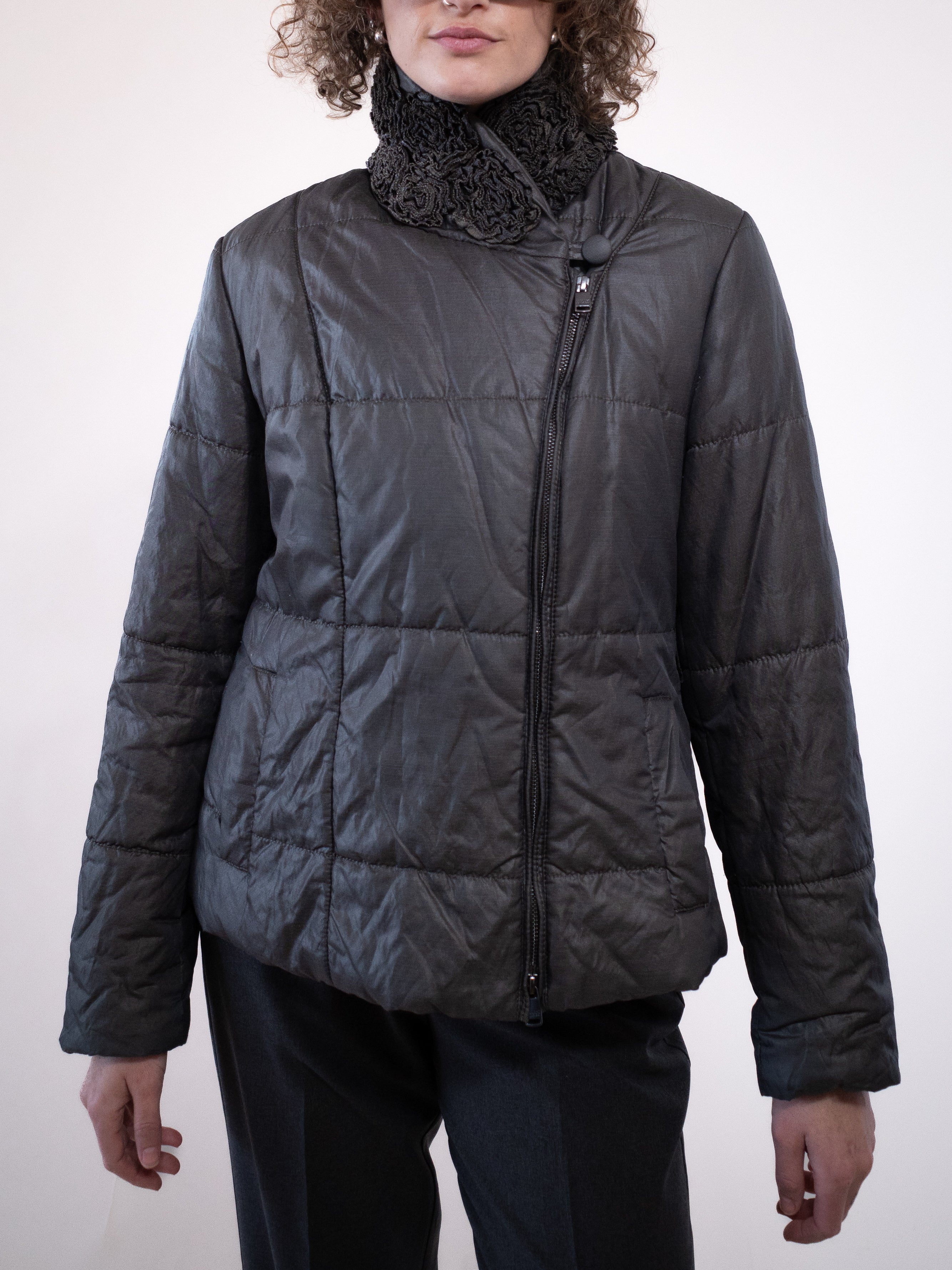 Armani Collezioni Padded Jacket with Floral Wrap Collar