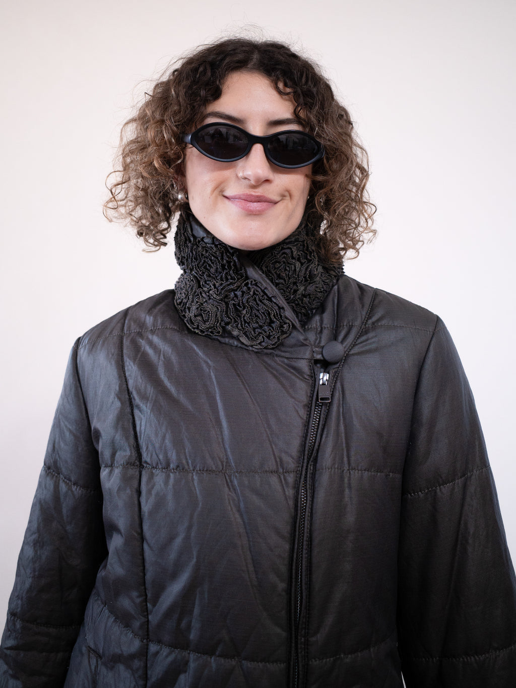 Armani Collezioni Padded Jacket with Floral Wrap Collar