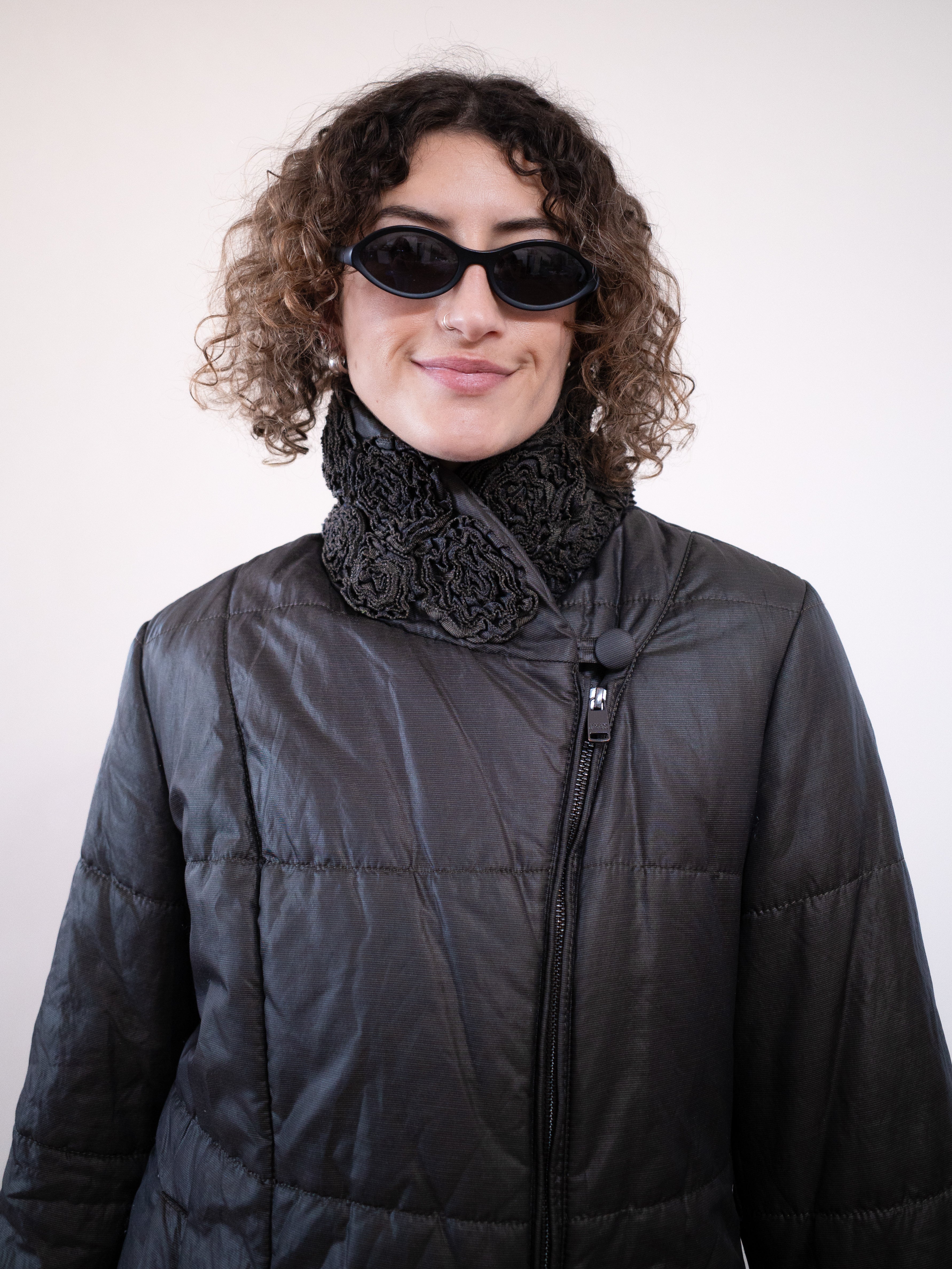 Armani Collezioni Padded Jacket with Floral Wrap Collar