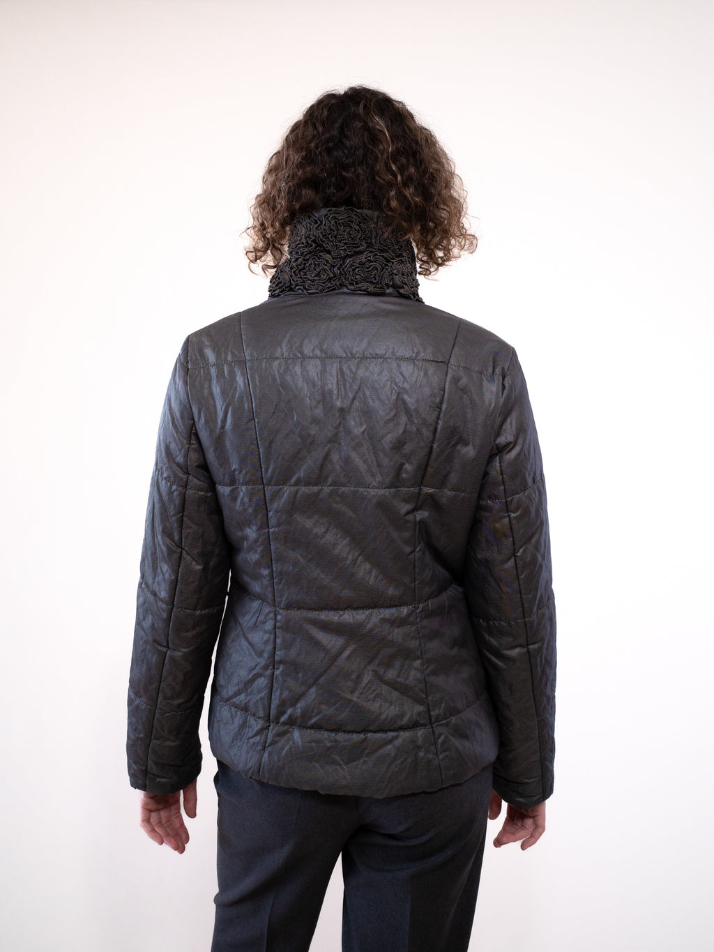 Armani Collezioni Padded Jacket with Floral Wrap Collar