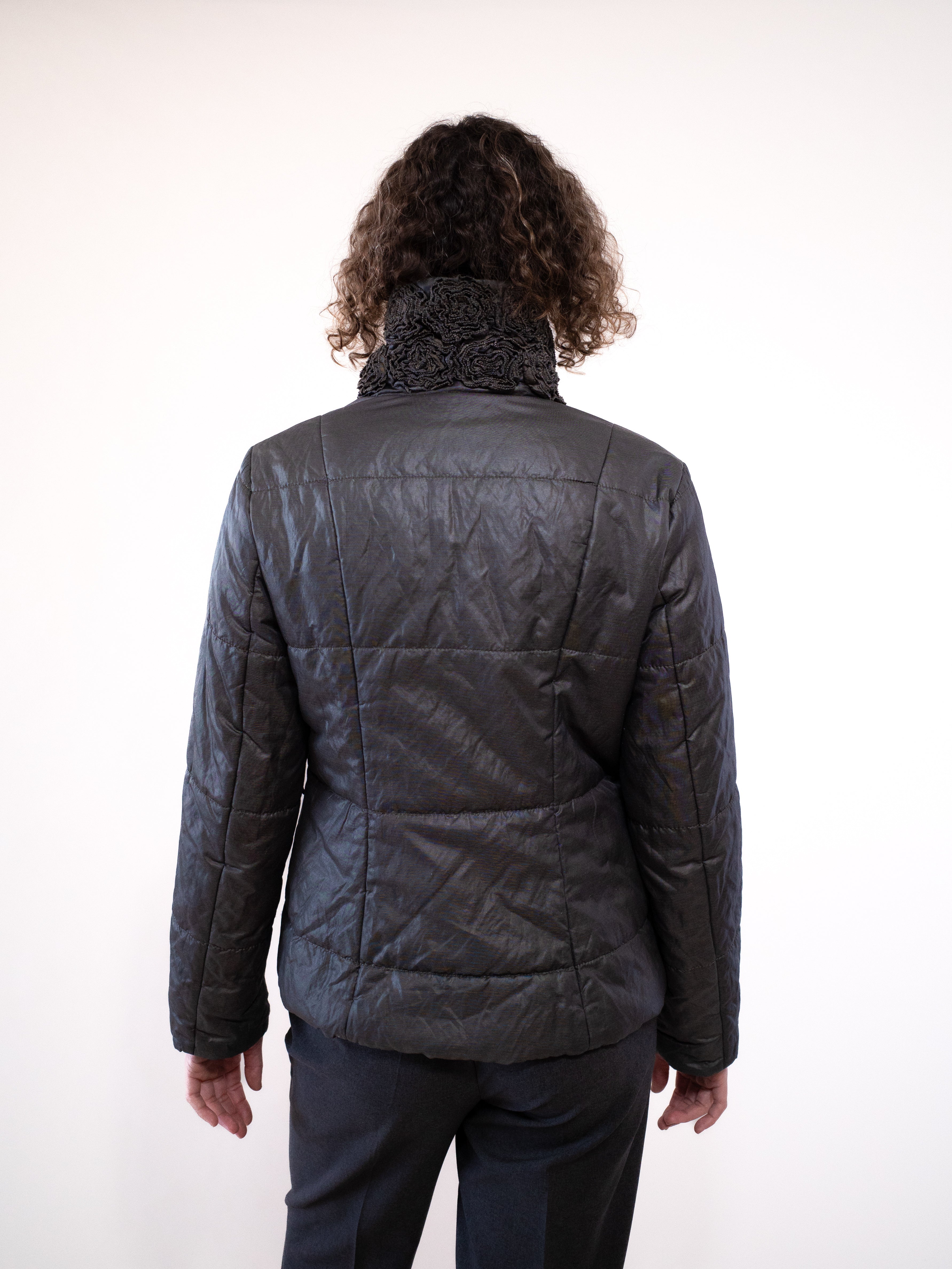 Armani Collezioni Padded Jacket with Floral Wrap Collar