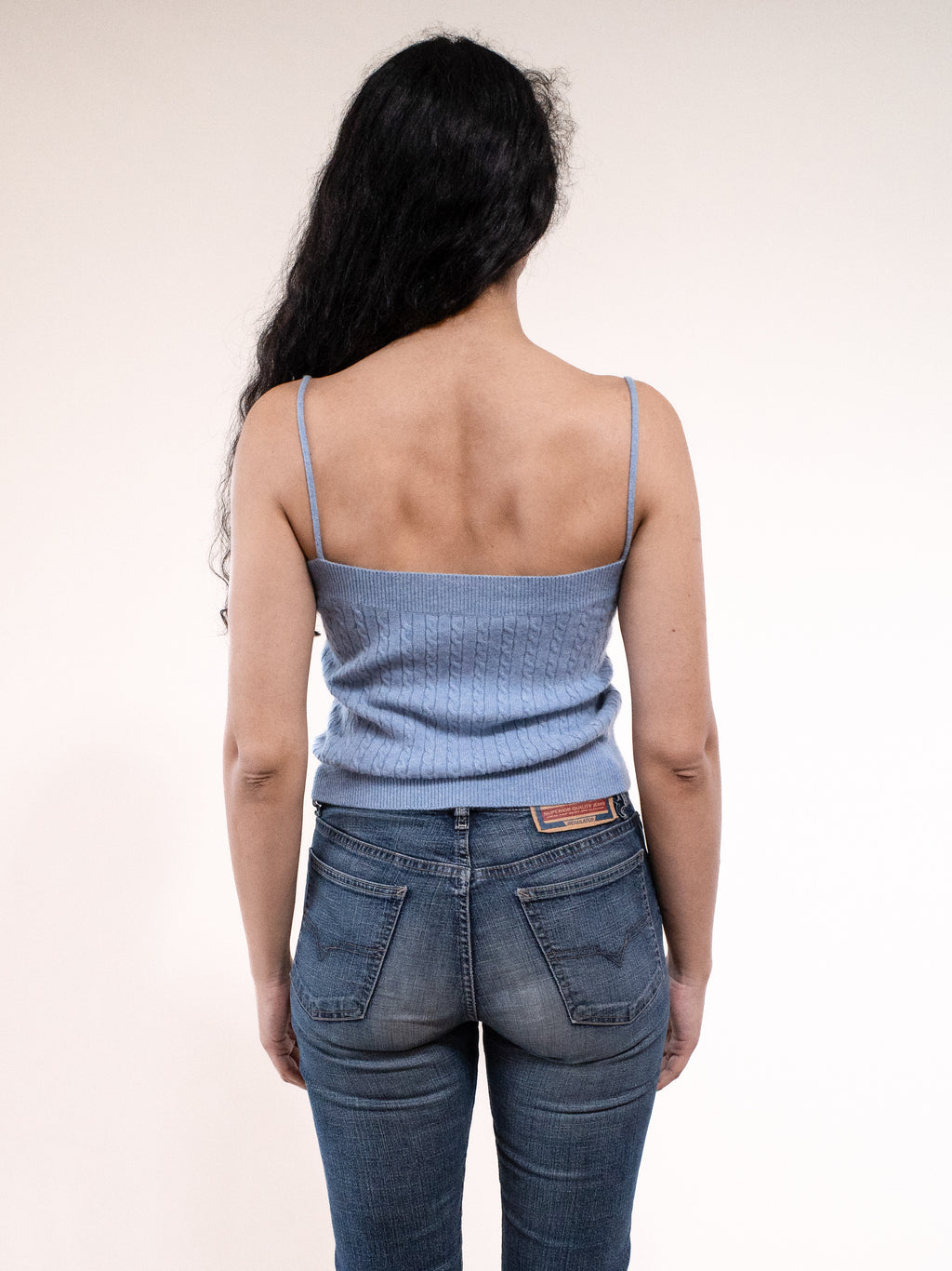 Katayone Adeli Blue Cashmere Tank with Kangaroo Pocket