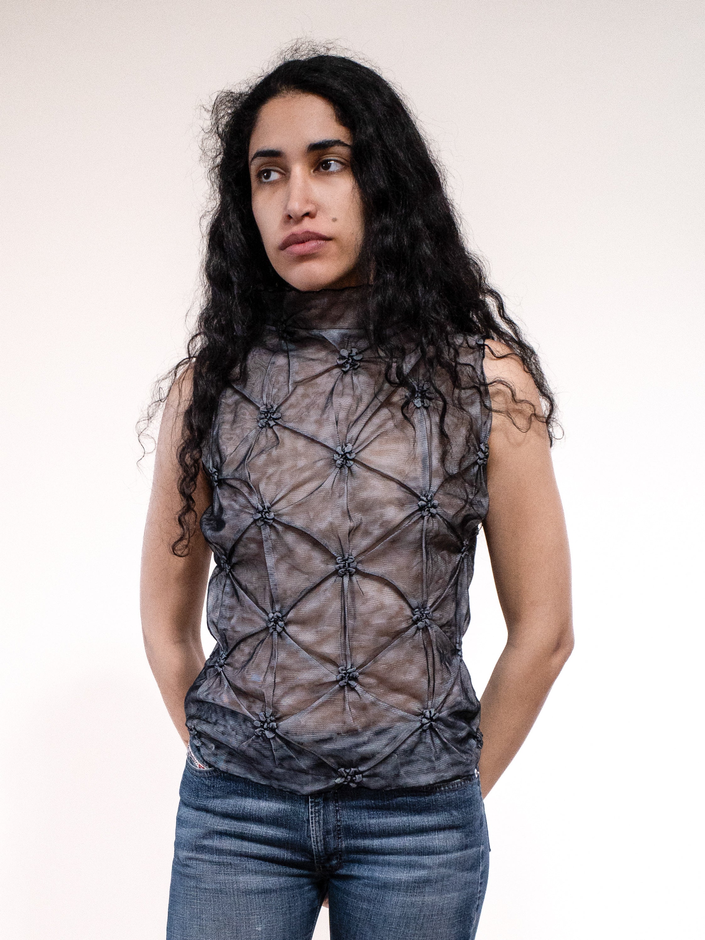 Japanese Gathered Mesh Tank