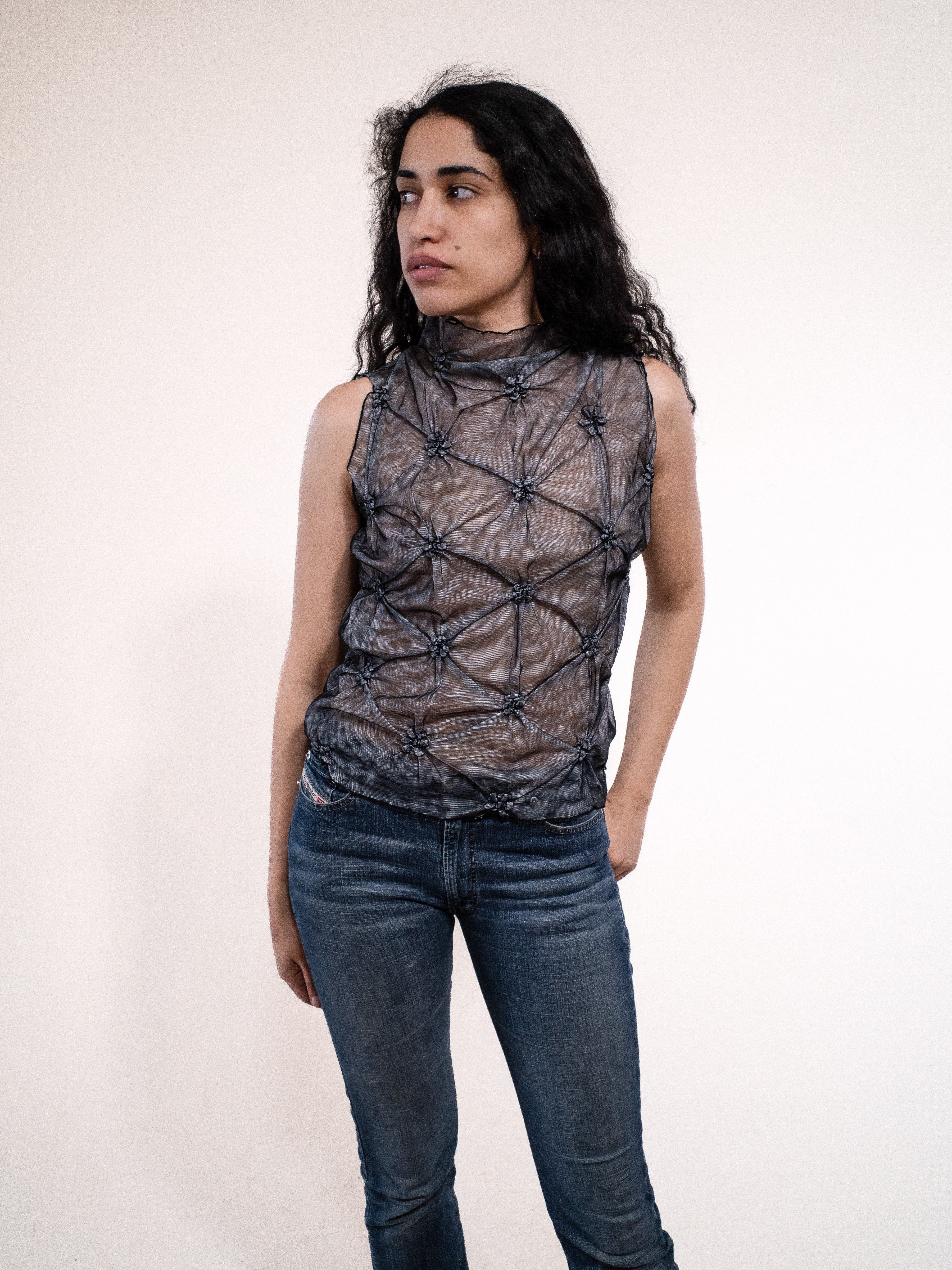Japanese Gathered Mesh Tank