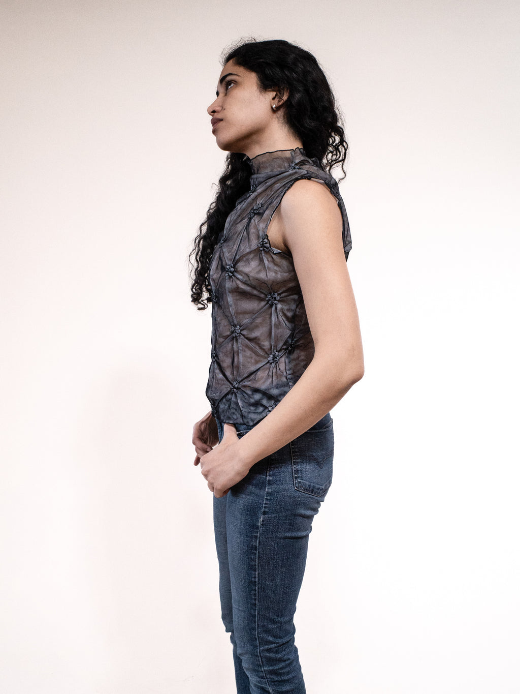 Japanese Gathered Mesh Tank