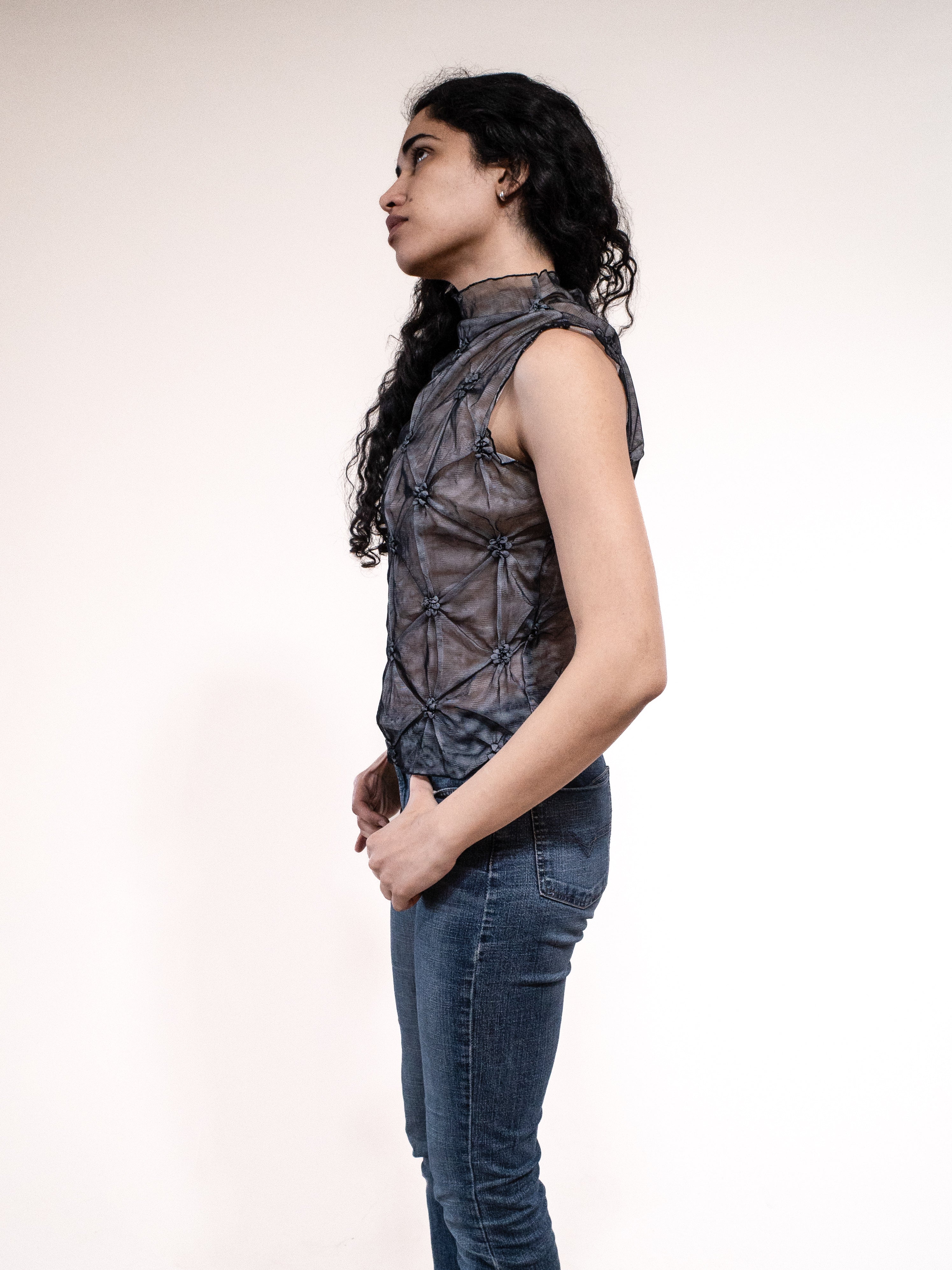 Japanese Gathered Mesh Tank